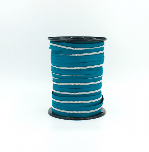 Endlosreißverschluss metallisiert petrol/ silber (1m)